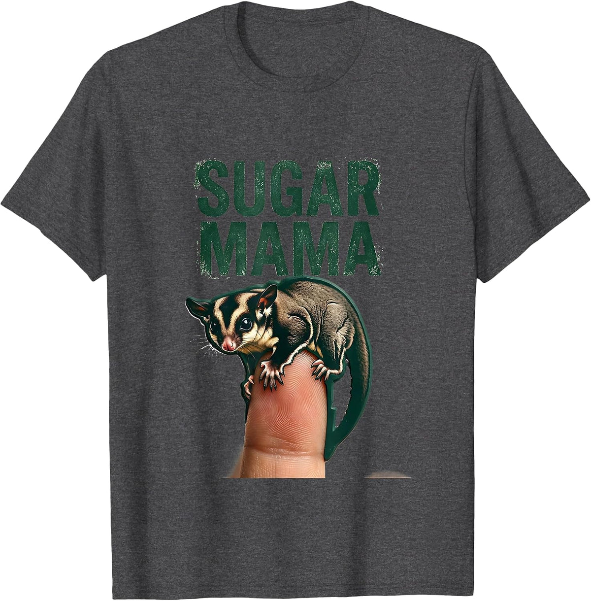 Sugar Mama Rubber Stamp Sugar Glider Pet Owner Humor T-Shirt - Dark Heather Grey