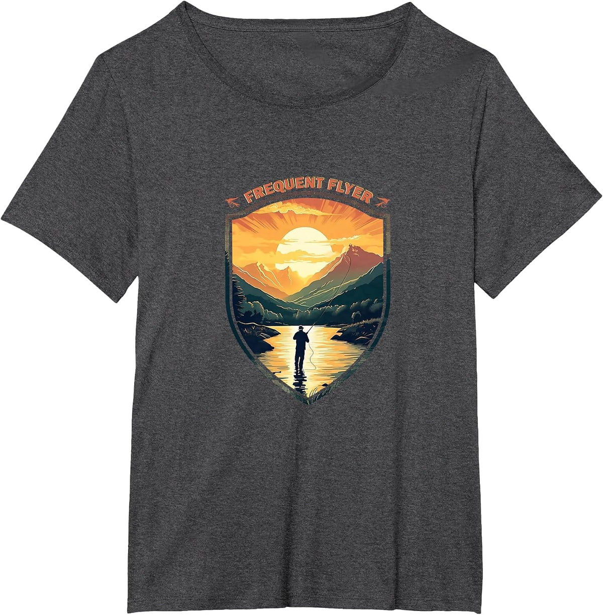 Frequent Flyer Vintage Fisherman Delight Fly Fishing T-Shirt - Dark Heather Grey