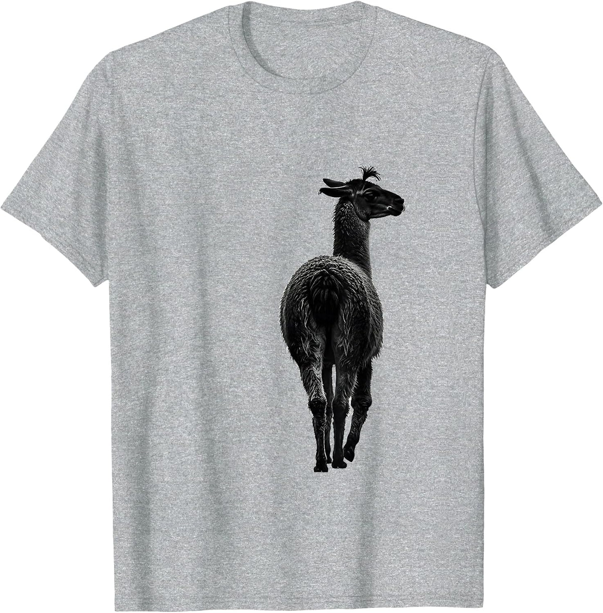 Men's Llama Silhouette Funny Alpaca Lover Gift T-Shirt - Heather Grey