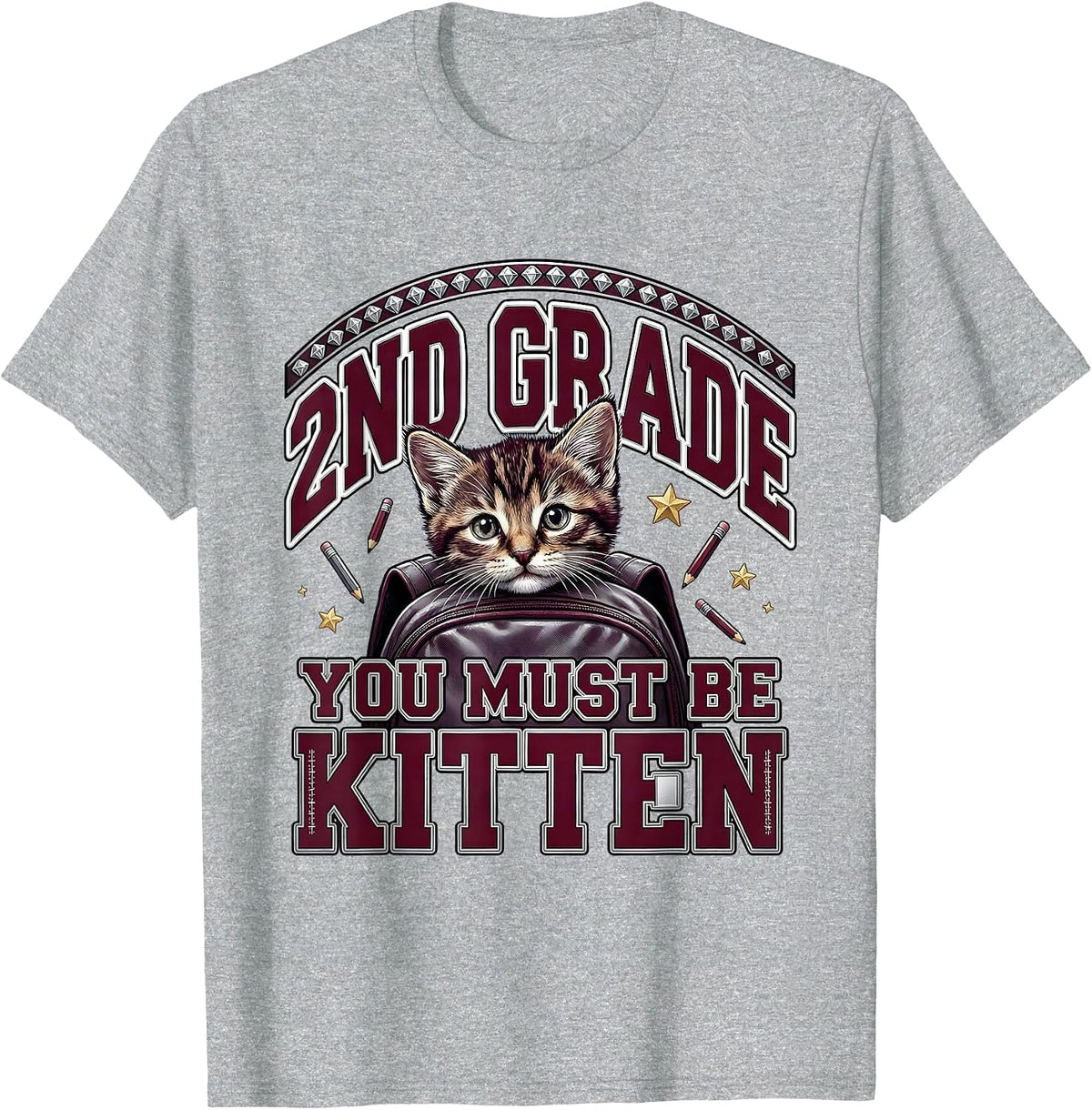 Men's 2nd Grade You Must Be Kitten Cute Cat Lover Back To School T-Shirt - Heather Grey