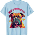 Men's Beware, My Pittie Steals Hearts Funny Pitbull Dog Mom Lover T-Shirt - Baby Blue