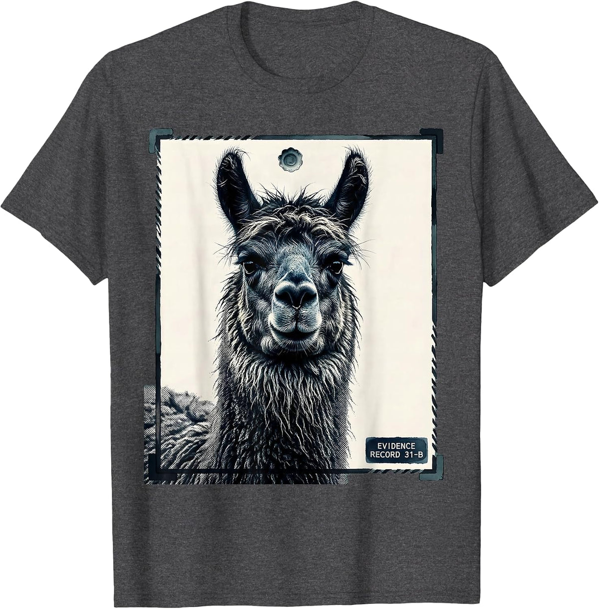 Evidence Record 31-B Funny Alpaca UFO Meme Humor Novelty T-Shirt - Dark Heather Grey