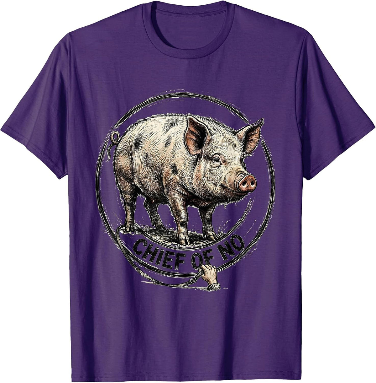 Chief Of No Cute Pig Lover Pet Owner Humor T-Shirt - Purple