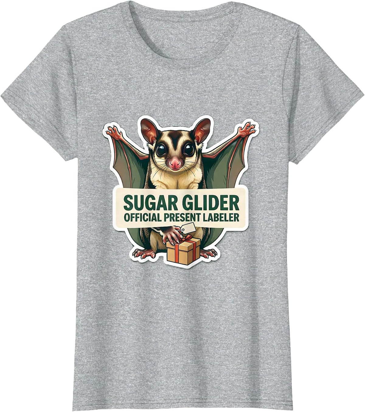 Sugar Glider: Official Present Labeler Funny Christmas T-Shirt - Heather Grey