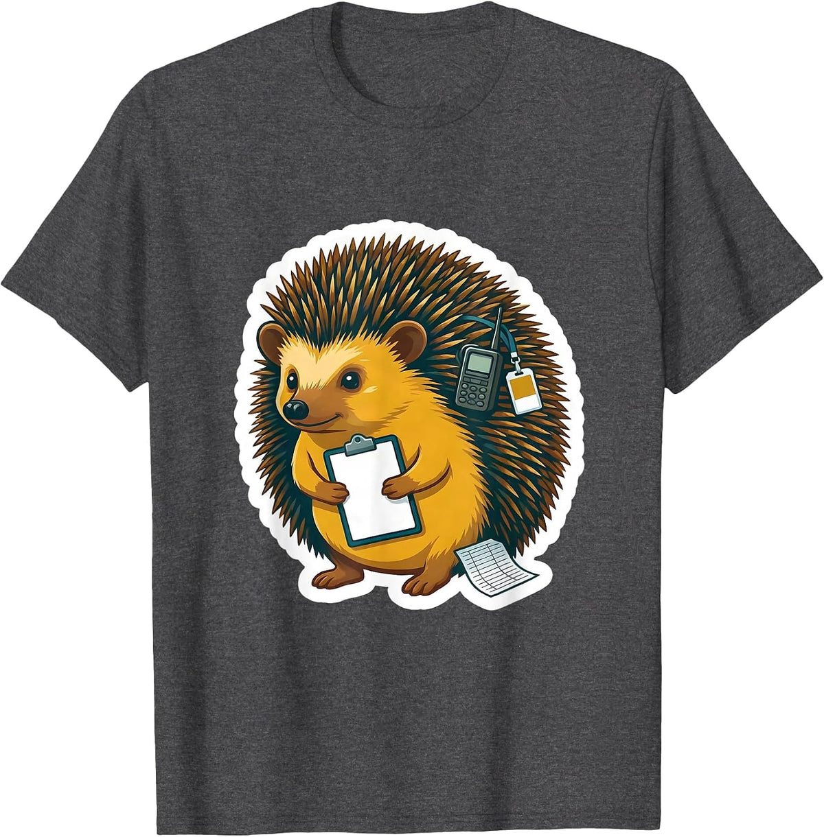 Men's Hedgehog Aide Para Normal Activities SPED Teacher Aide T-Shirt - Dark Heather Grey