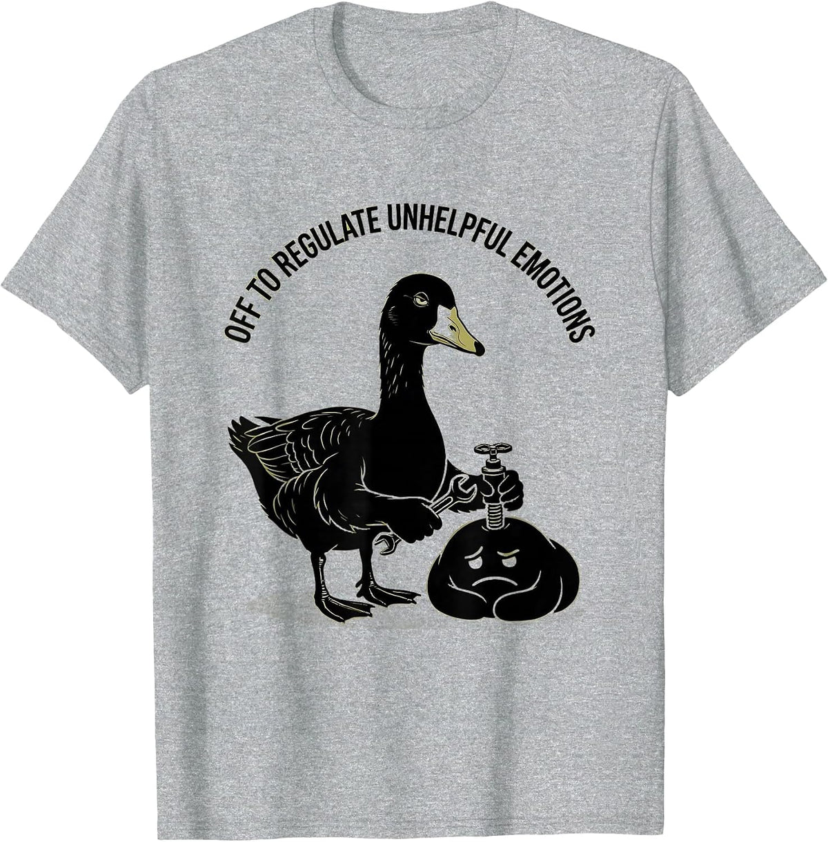 Men's Off to Regulate Unhelpful Emotions Funny Goose Mental Health T-Shirt - Heather Grey