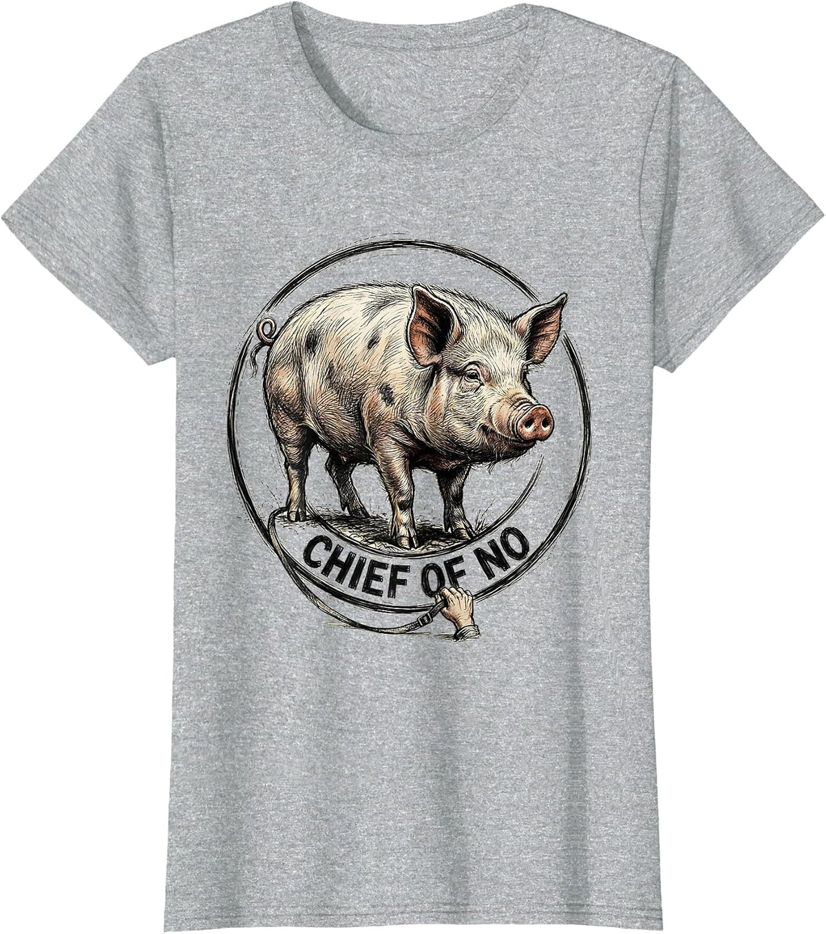 Chief Of No Cute Pig Lover Pet Owner Humor T-Shirt - Heather Grey