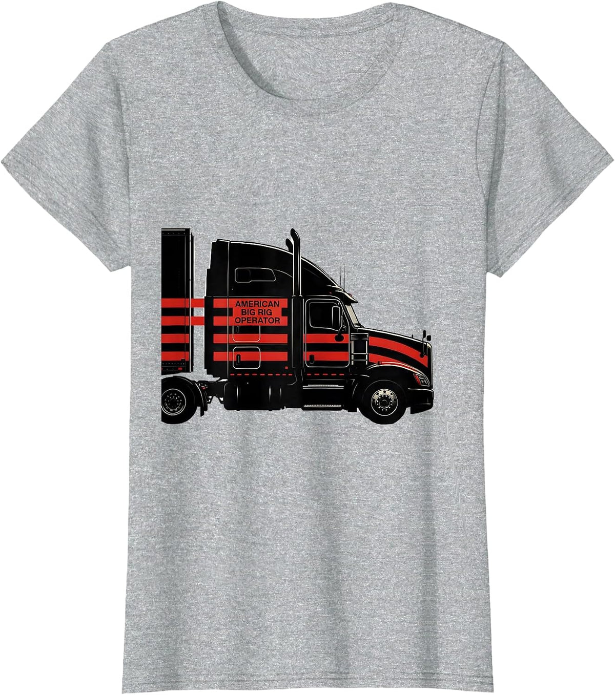 Women's American Big Rig Operator Patriotic Truck Driver T-Shirt - Heather Grey