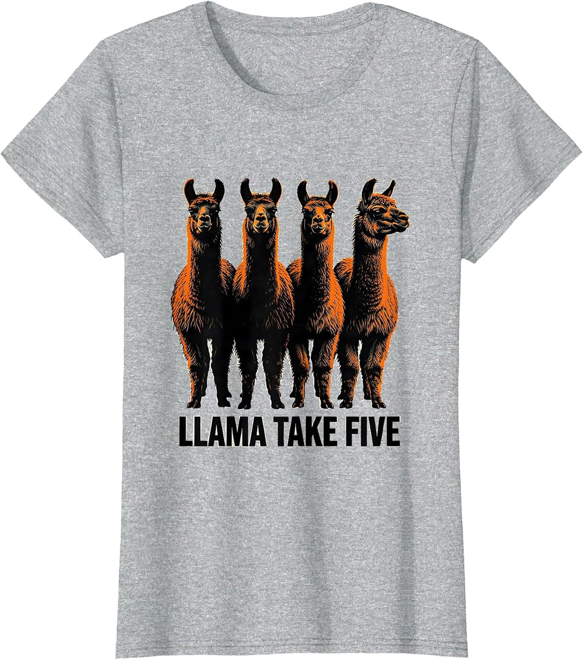 Llama Take Five Funny Alpaca Novelty Humor Gift T-Shirt - Heather Grey