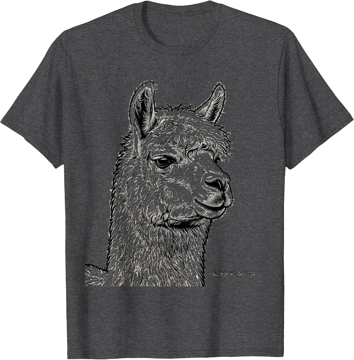Alpaca My Snacks Funny Alpaca Lover Humor T-Shirt - Dark Heather Grey
