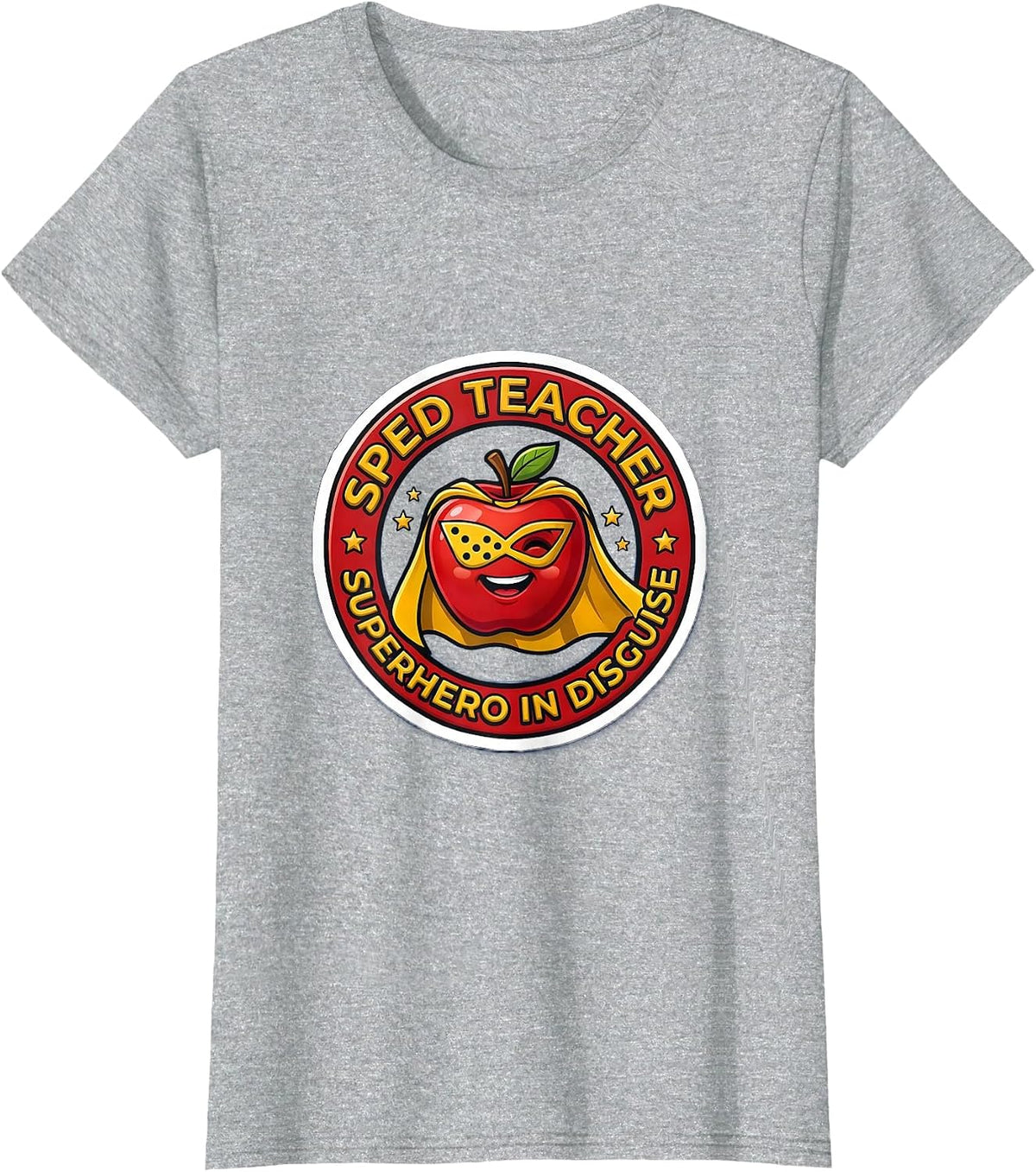 Women's Sped Teacher Superhero In Disguise Design T-Shirt - Heather Grey