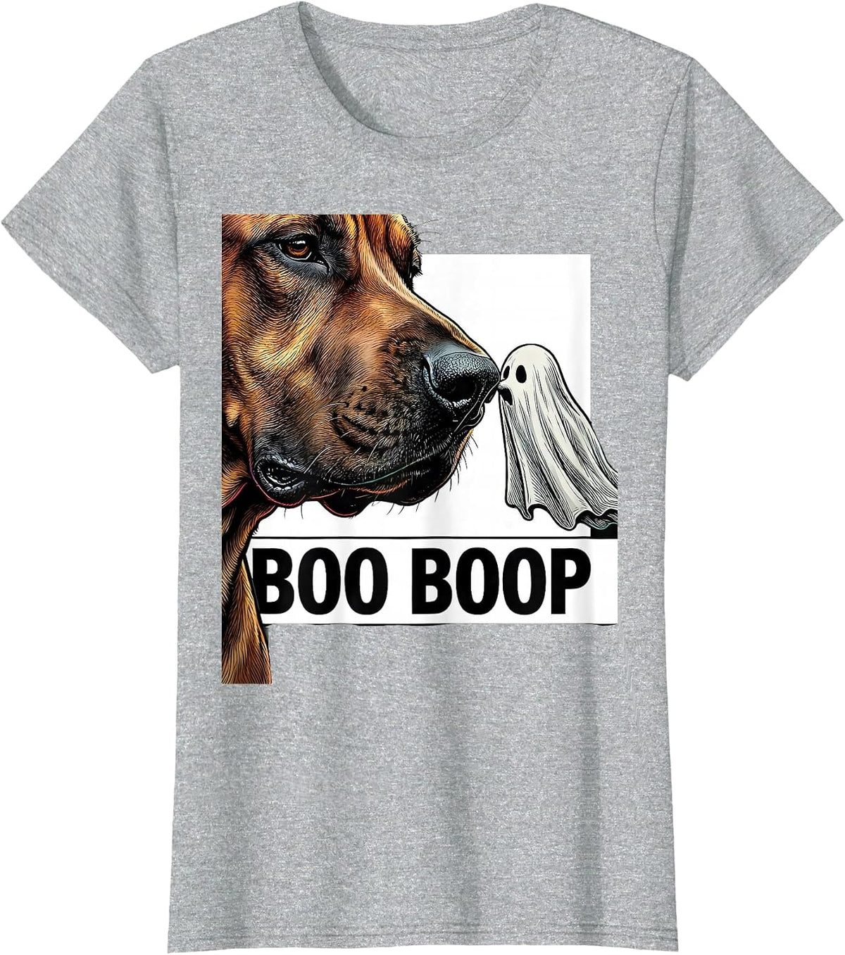 Boo Boop Funny Ghost Dog Nose Boop Halloween Dog Lover T-Shirt - Heather Grey