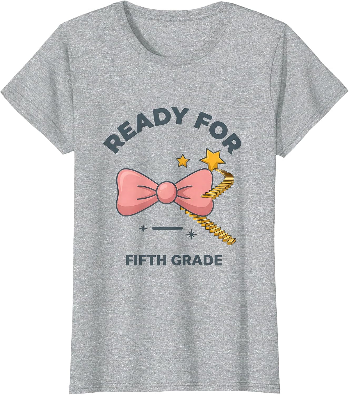 Women's Ready For Fifth Grade Coquette Bow Back to School Girl T-Shirt - Heather Grey