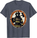 Firefighter Axe Labor Day Graphic T-Shirt - Heather Blue