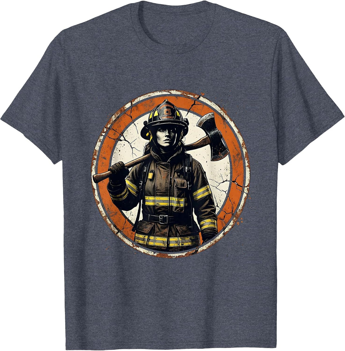Firefighter Axe Labor Day Graphic T-Shirt - Heather Blue