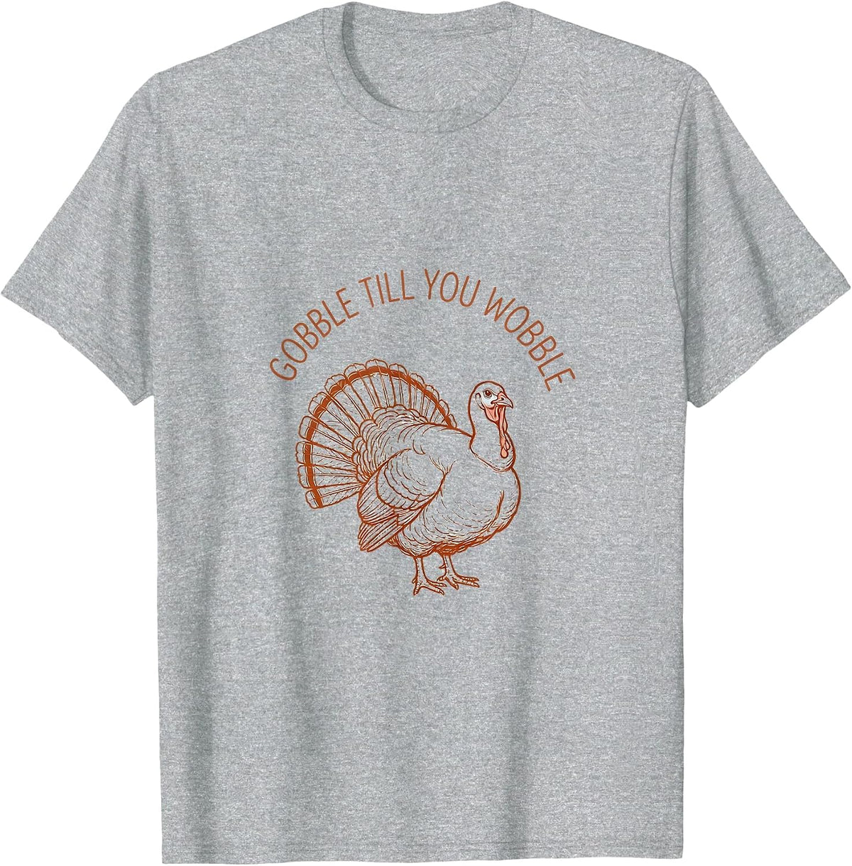 Men's Gobble Till You Wobble Thanksgiving Design T-Shirt - Heather Grey