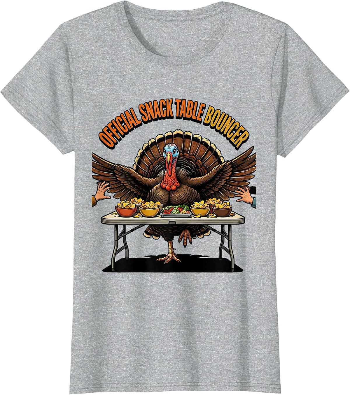 Women's Official Snack Table Bouncer Funny Turkey Family T-Shirt - Heather Grey