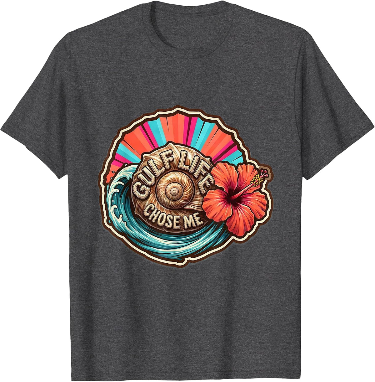 Gulf Life Chose Me Gulf of Mexico Design T-Shirt - Dark Heather Grey