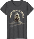Women's Senior Forecast Warden Funny Groundhog Day Vintage Badge T-Shirt - Dark Heather Grey