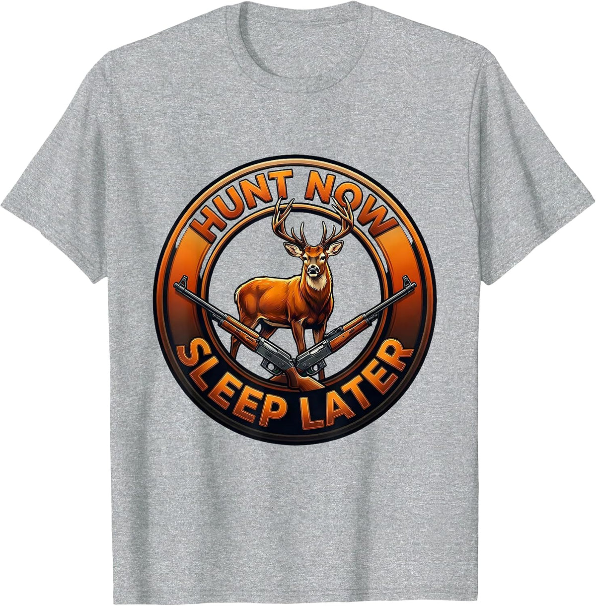 Men's Hunt Now Sleep Later Hunting Graphic Design T-Shirt - Heather Grey
