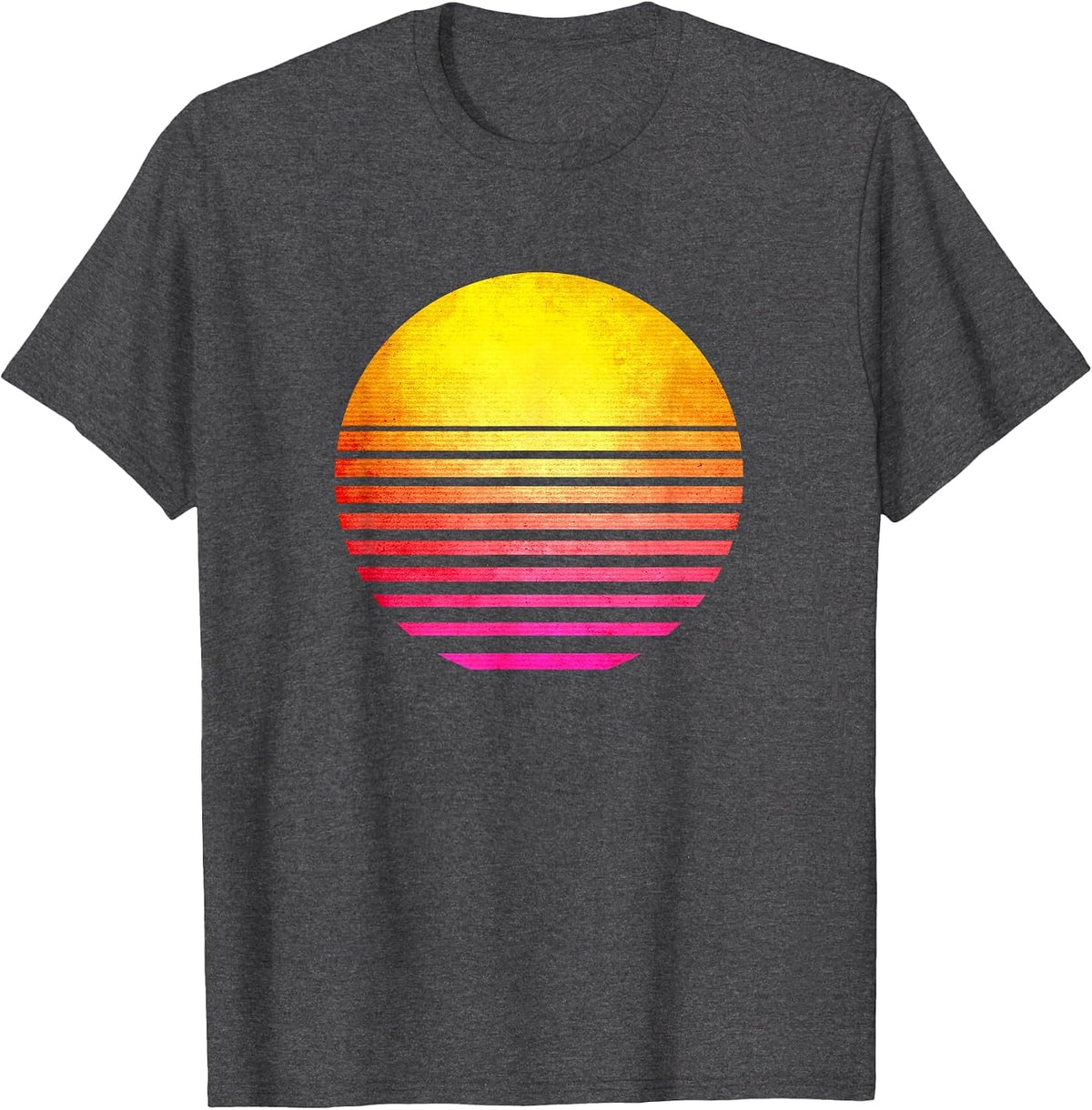 Retro Sun Outrun T-Shirt for Men Women, Gym Workout tee - Dark Heather Grey