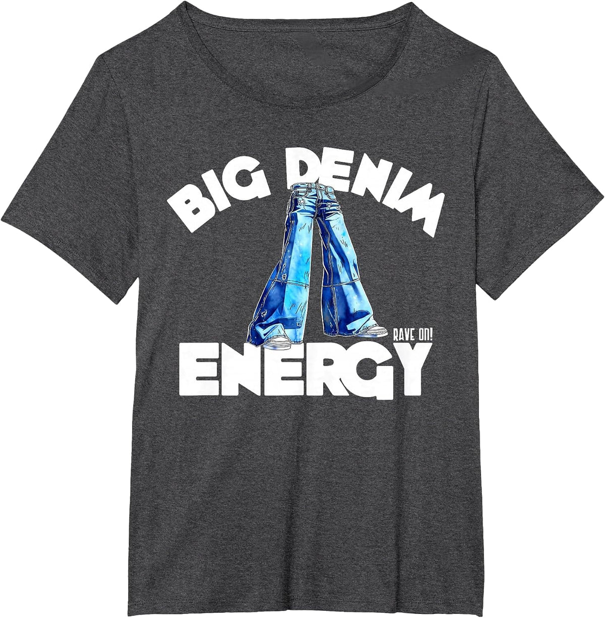 Energy Raver Rave JNCO EDM Denim T-Shirt - Dark Heather Grey