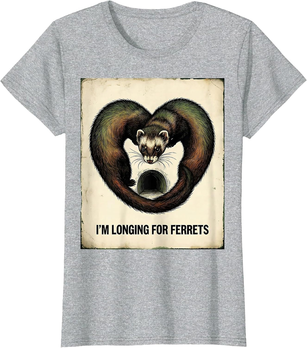 Women's I’m Longing For Ferrets Vintage Ferret Lover Funny Small T-Shirt - Heather Grey
