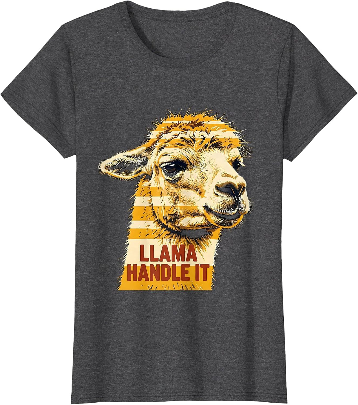 Women's Llama Handle It Funny Llama Lover Animal Humor T-Shirt - Dark Heather Grey