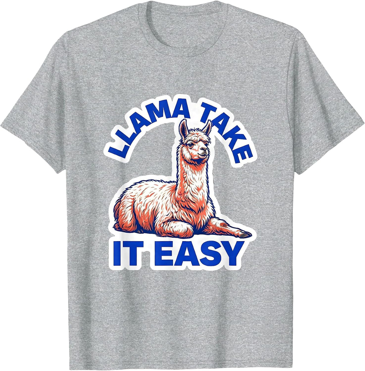 Men's Llama Take It Easy Funny Alpaca Novelty Humor Animal Lover T-Shirt - Heather Grey