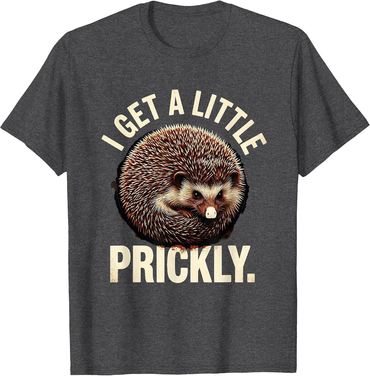 Men's I Get A Little Prickly Cute Hedgehog Lover Rubber Stamp T-Shirt - Dark Heather Grey