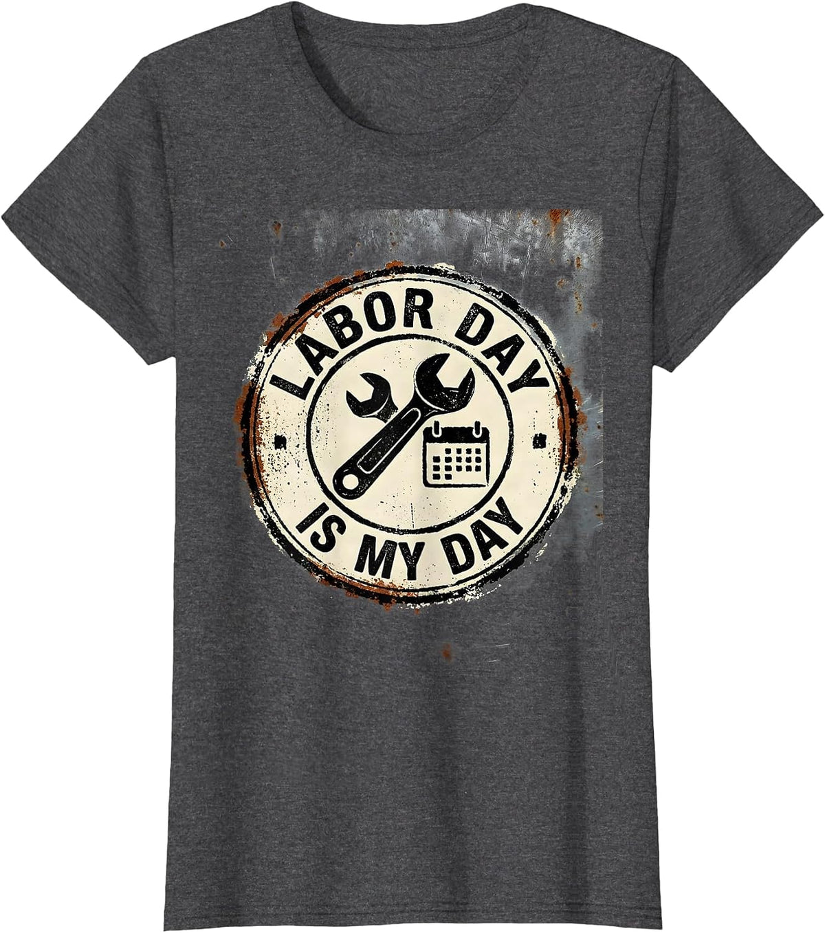 Women's Labor Day Is My Day Funny Blue Collar Worker Gift T-Shirt - Dark Heather Grey