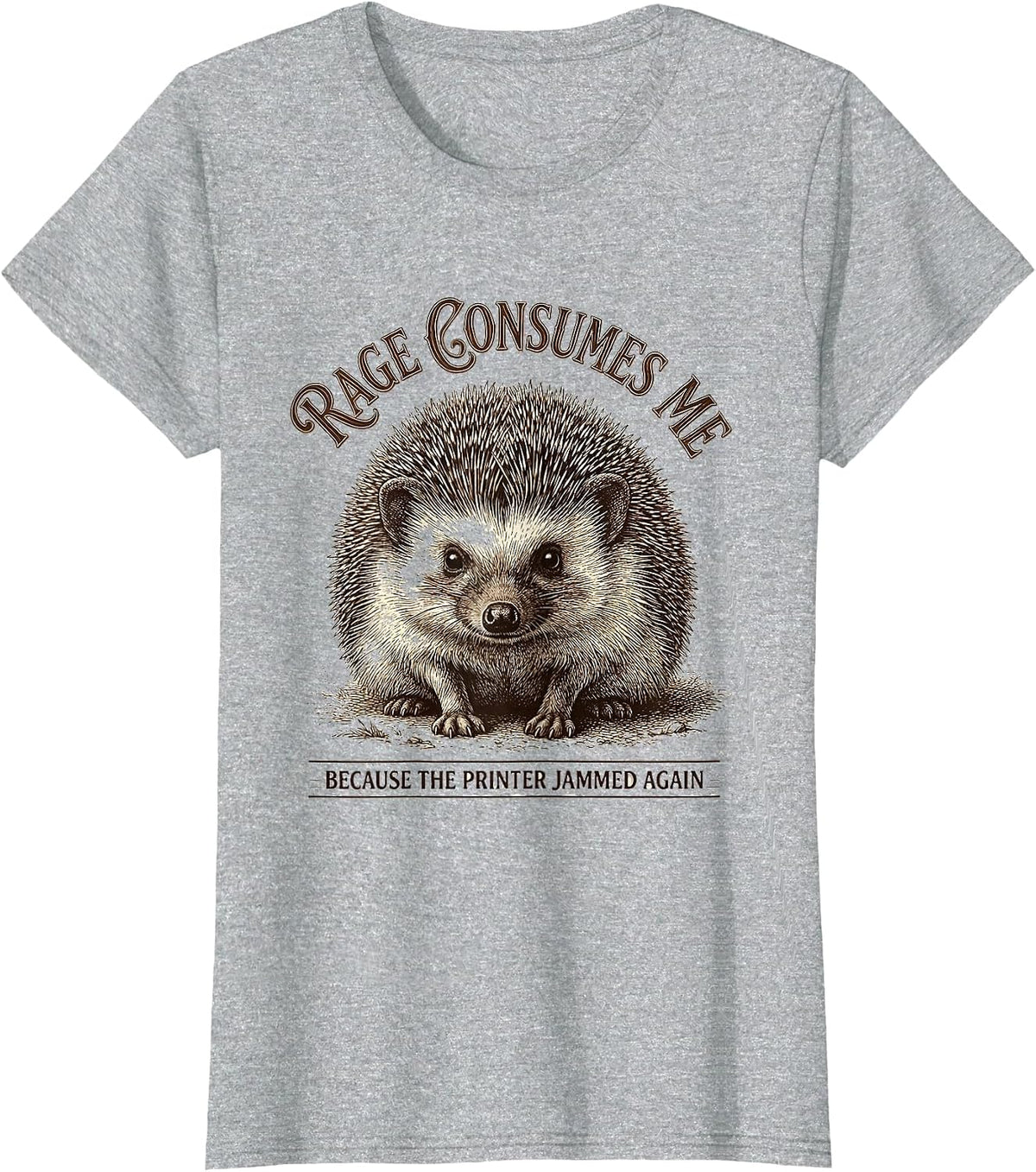 Rage Consumes Me Because The Printer Jammed Again Funny T-Shirt - Heather Grey