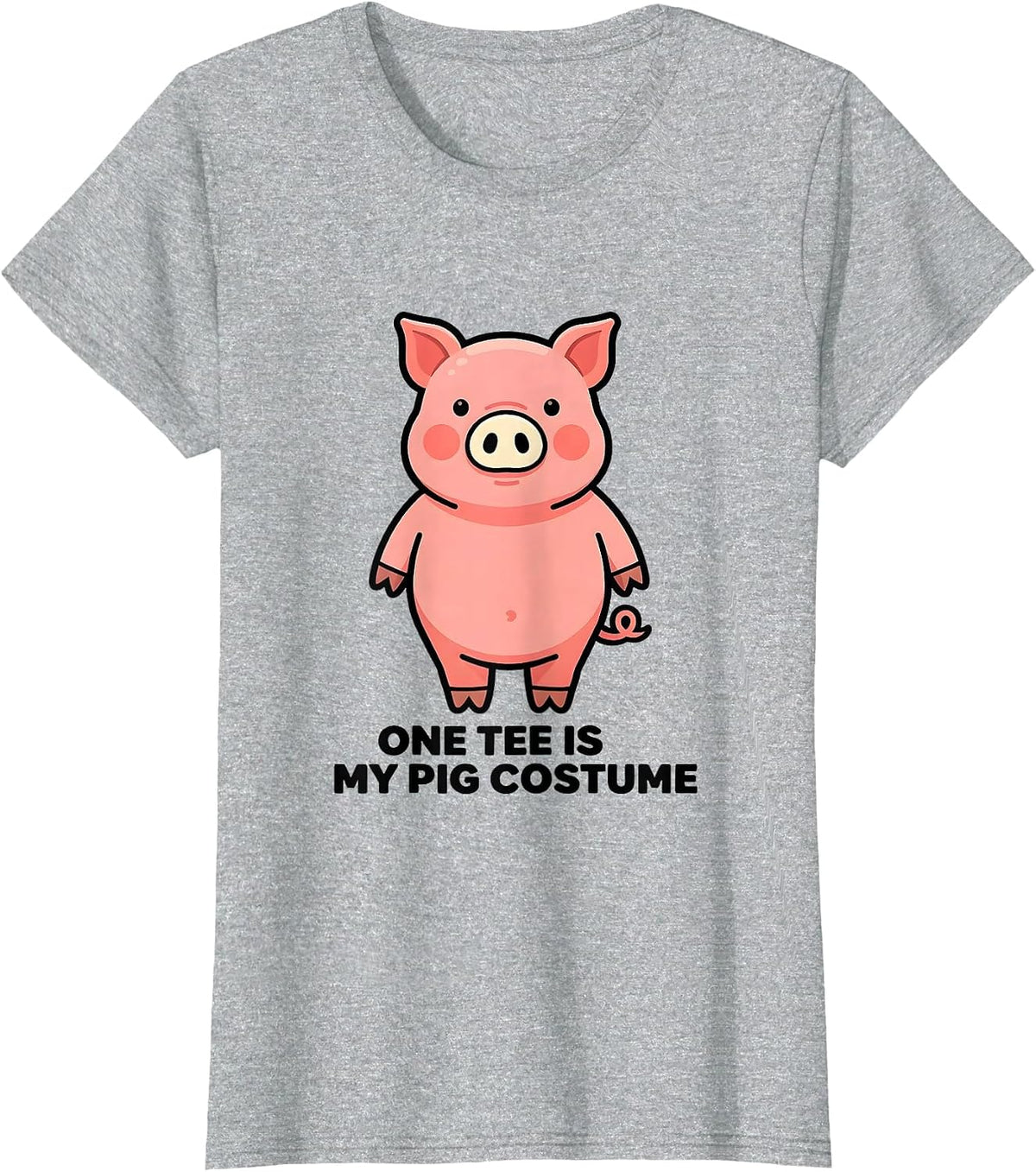 Women's One Tee Is My Pig Costume Funny Pig Lover Halloween Costume T-Shirt - Heather Grey