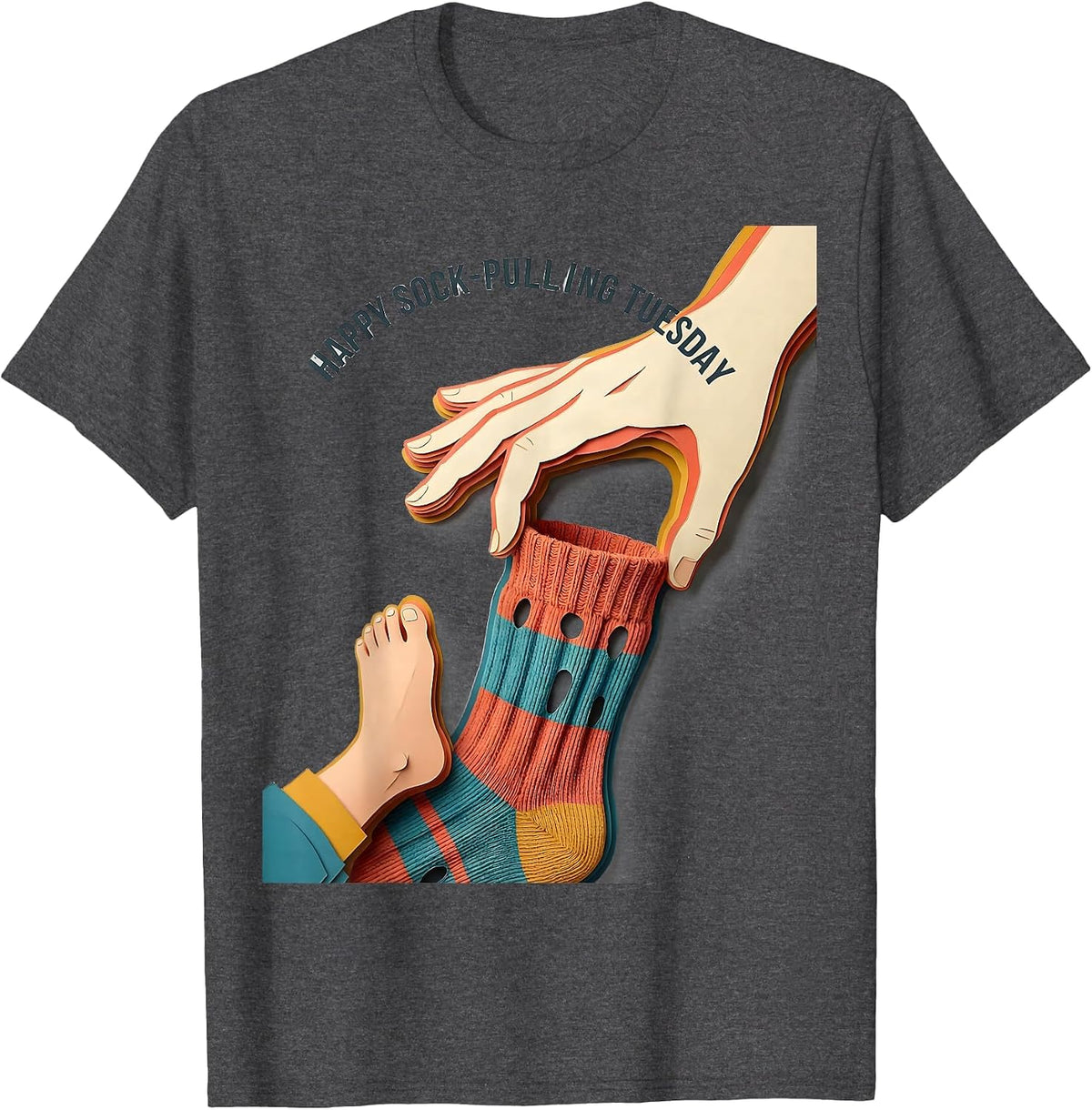 Happy Sock-Pulling Tuesday Occupational Therapy OT Assistant T-Shirt - Dark Heather Grey