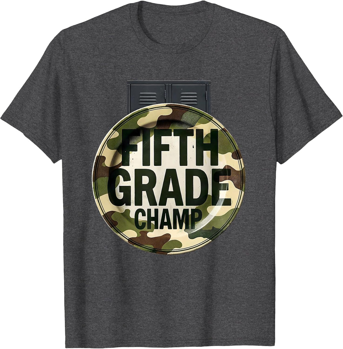 Fifth Grade Champ Camo Back To School Boys Teachers T-Shirt - Dark Heather Grey