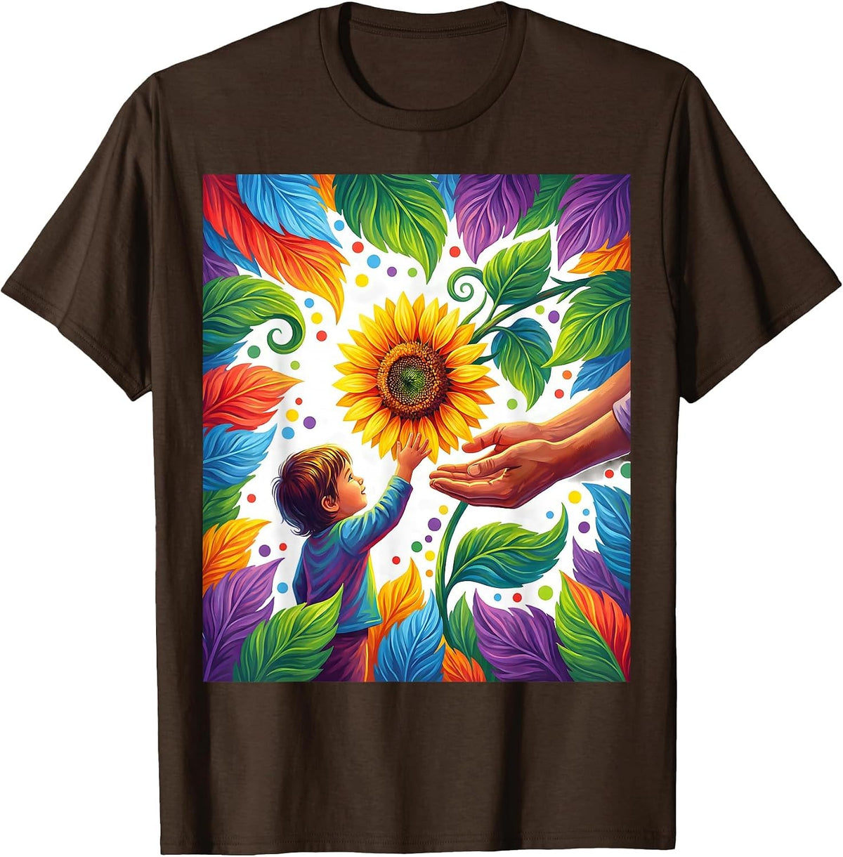 Men's Prek Teacher Flower Gift Cute Illustration T-Shirt - Brown