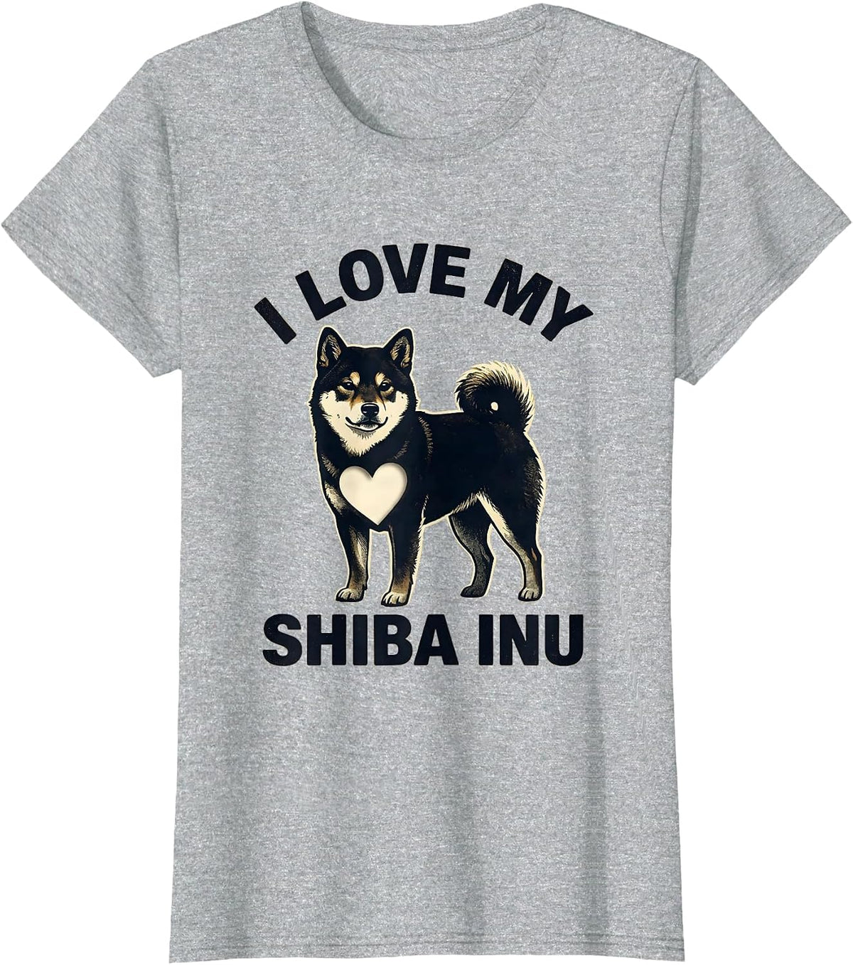 I Love My Shiba Inu Funny Kawaii Dog Lover Gift T-Shirt - Heather Grey