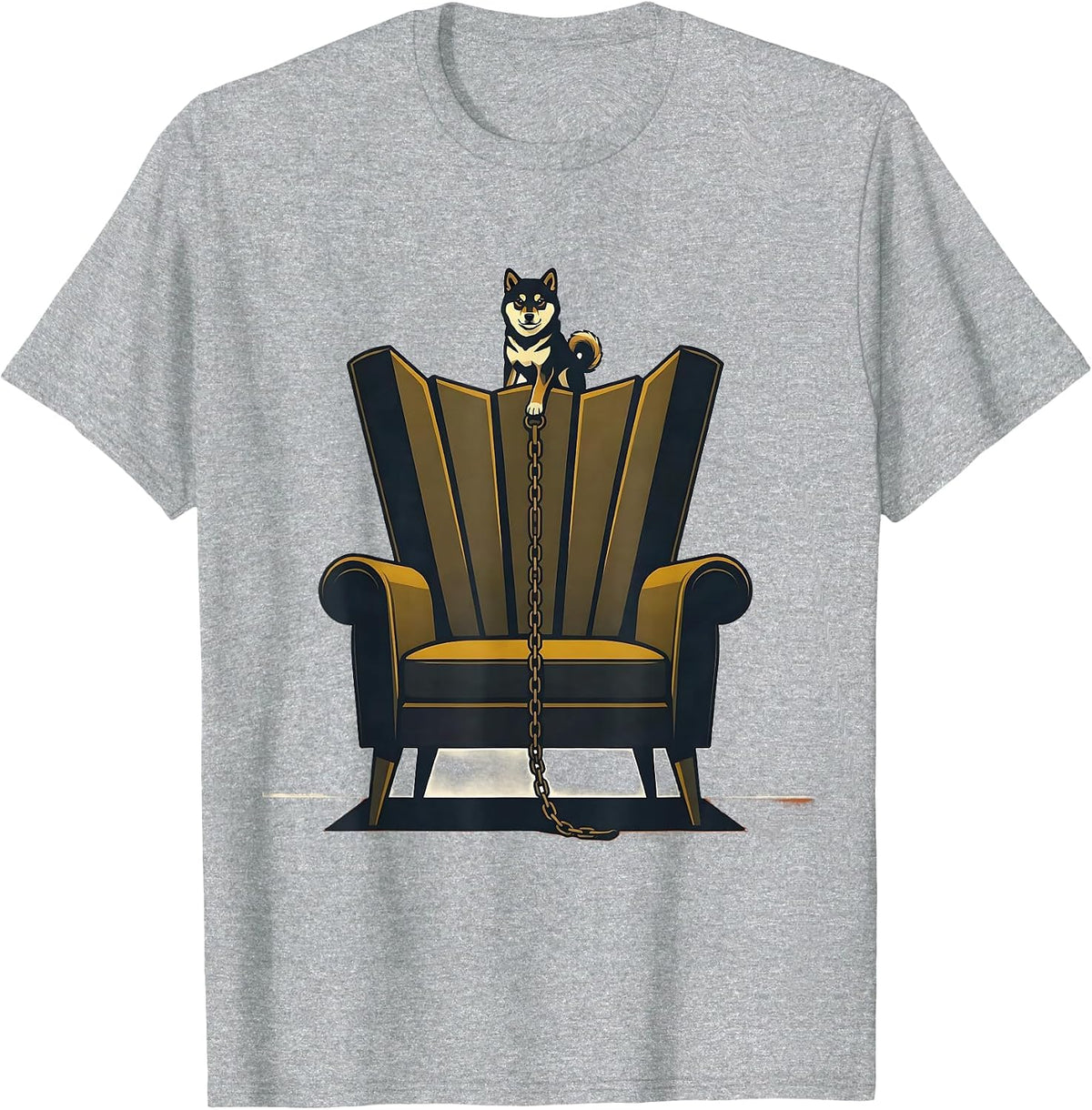 Men's Shiba Inu Throne Chair Midcentury Modern Dog Lover Gift T-Shirt - Heather Grey