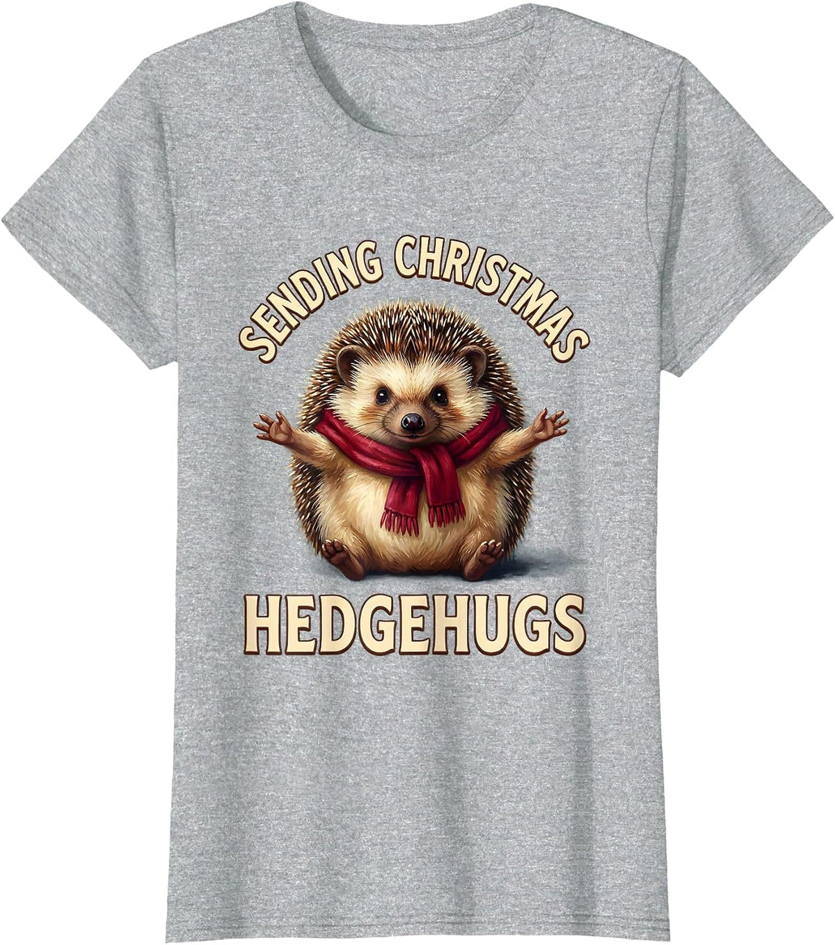 Sending Christmas Hedgehugs Cute Hedgehog Animal Lover T-Shirt - Heather Grey