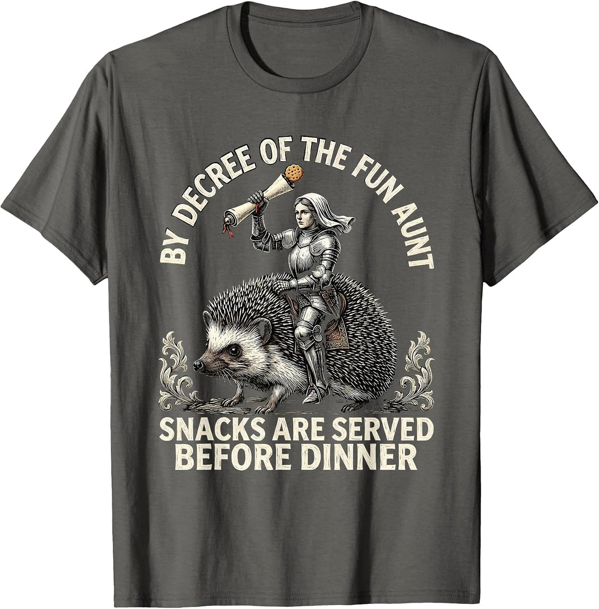 Men's By Decree Of The Fun Aunt, Snacks Are Served Before Dinner T-Shirt - Asphalt Grey