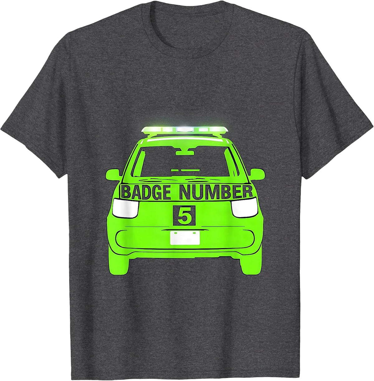 Men's Badge Number 5 Stencil Graphic Future Police Officer Kids T-Shirt - Dark Heather Grey