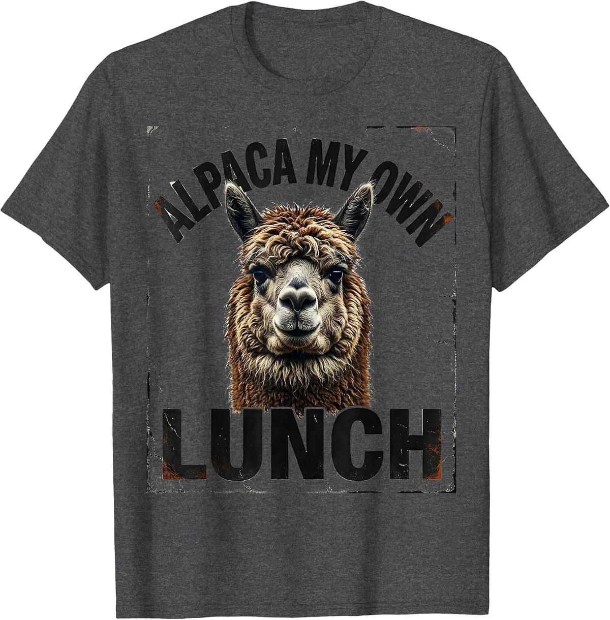 Men's Alpaca My Own Lunch Distressed Funny Alpaca Lover Gift T-Shirt - Dark Heather Grey