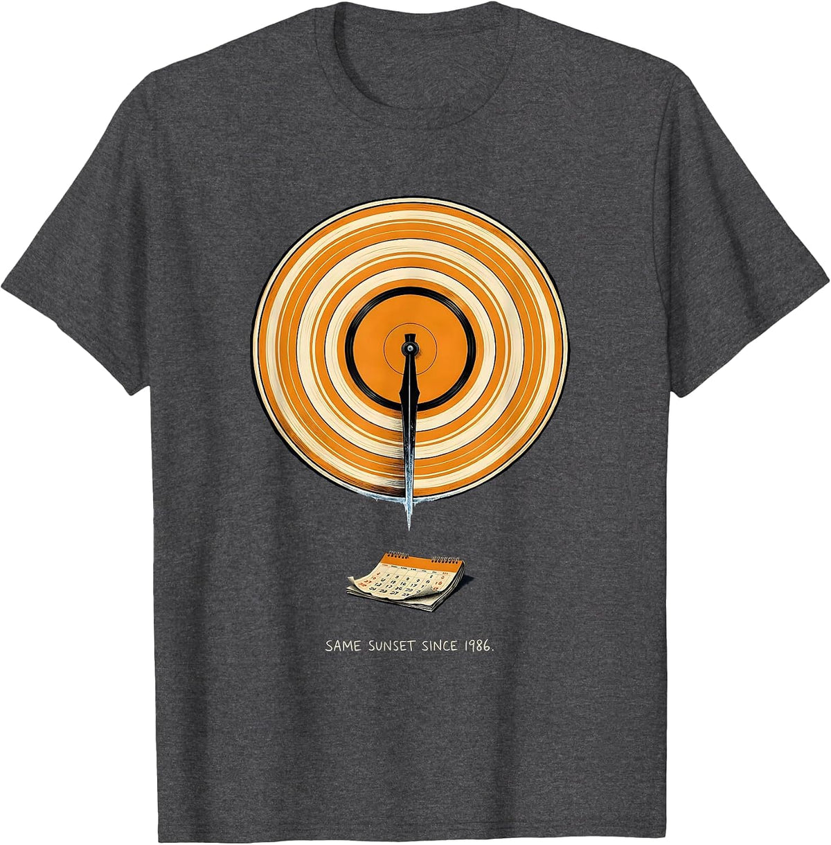 Same Sunset Since 1986 Retro 80s Synthwave Nostalgia T-Shirt - Dark Heather Grey