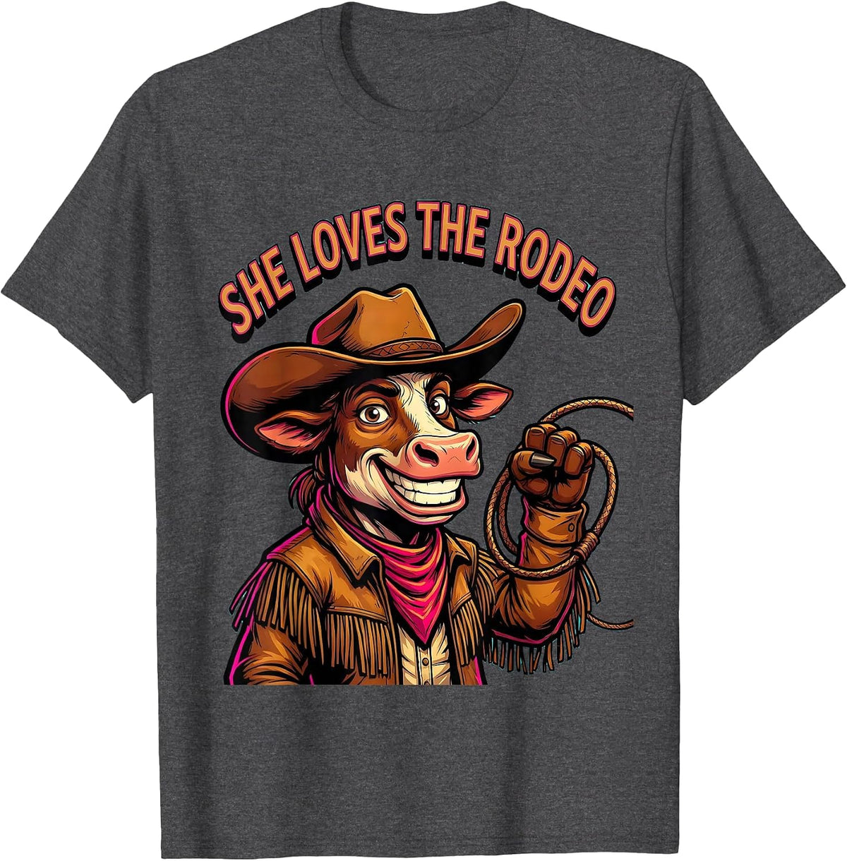 She Loves The Rodeo Cowgirl Graphic Design T-Shirt - Dark Heather Grey