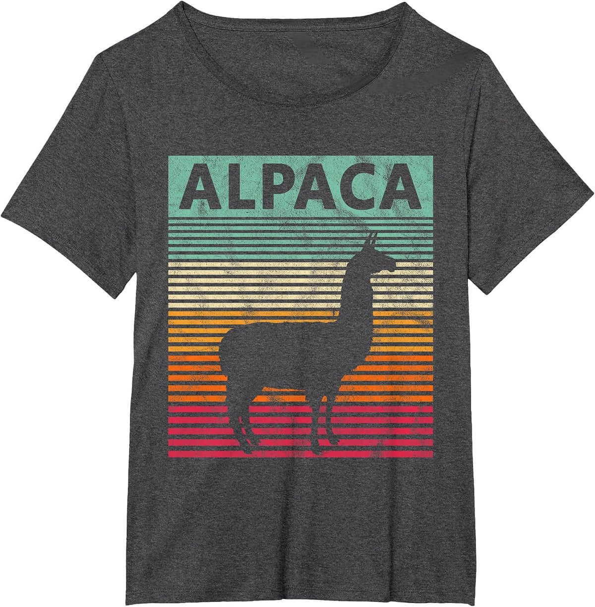 Alpaca Retro Vintage Alpaca T-Shirt - Dark Heather Grey