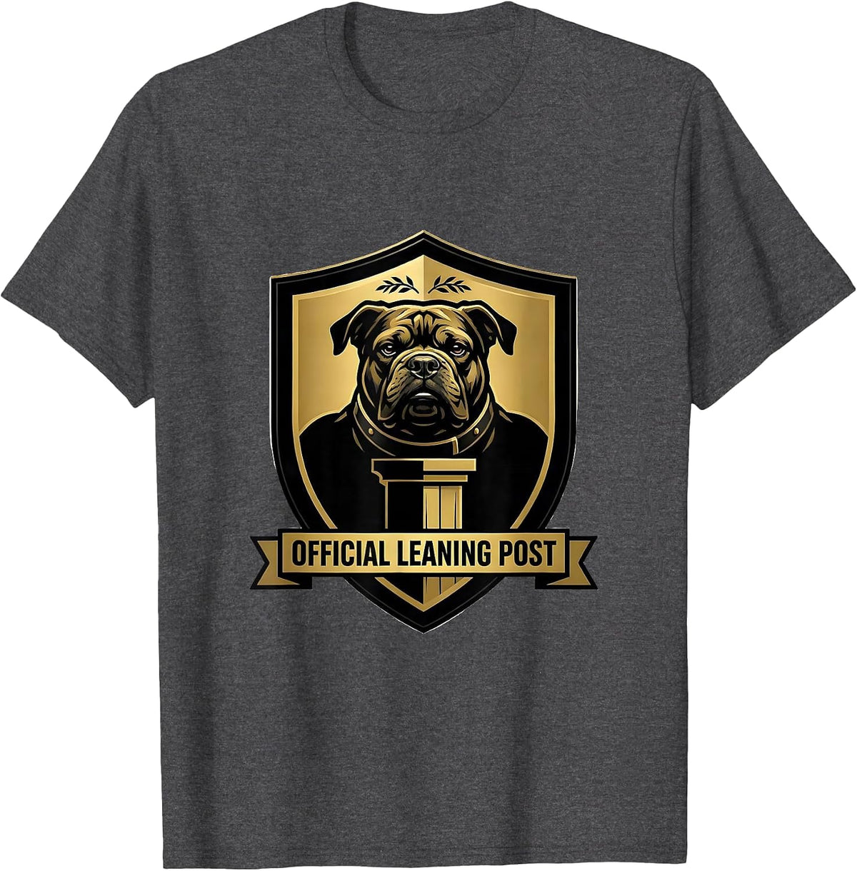 Men's Official Leaning Post Funny Pitbull Owner Dog Mom Humor T-Shirt - Dark Heather Grey