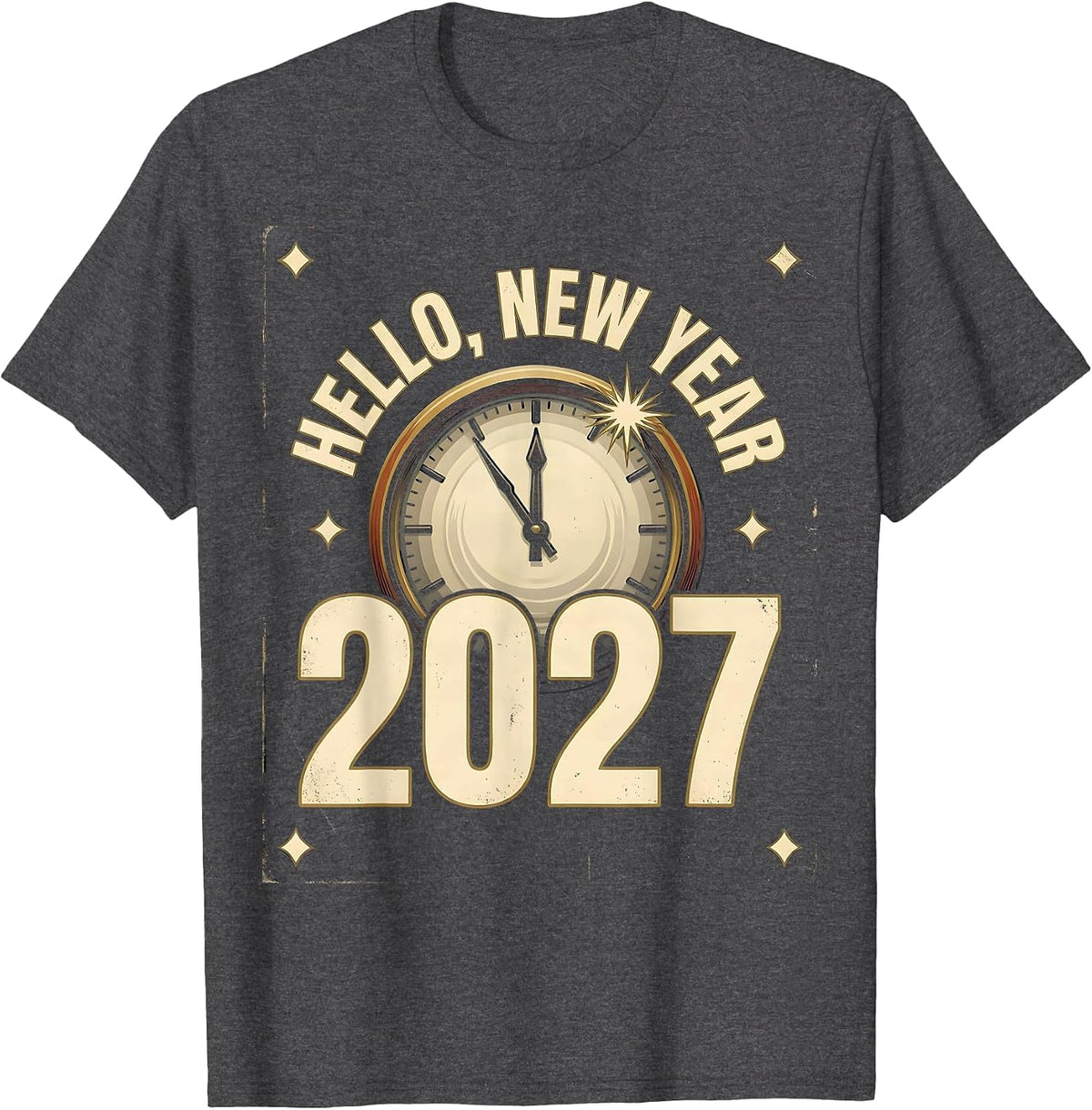 Hello, New Year 2027 Vintage Party Group Matching T-Shirt - Dark Heather Grey