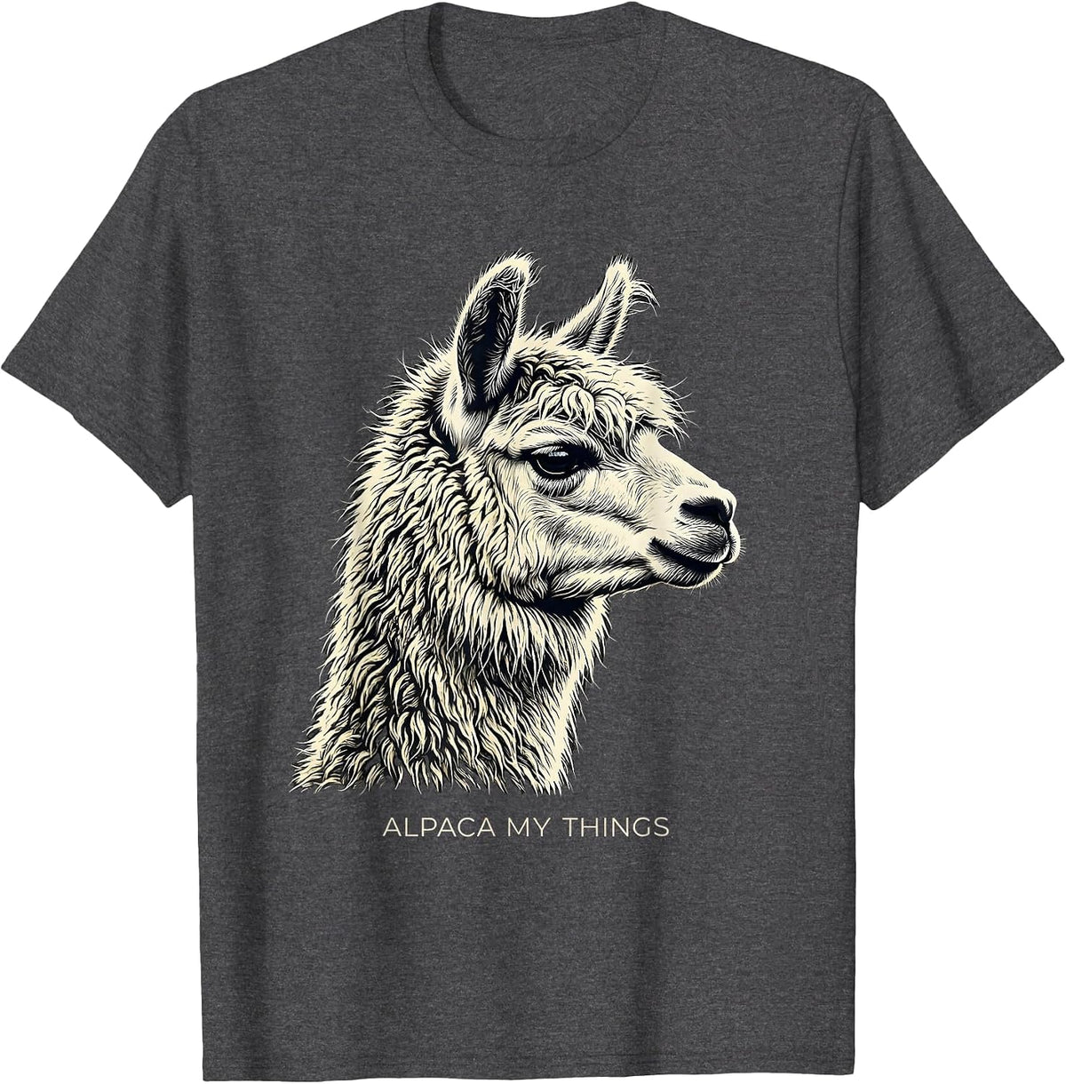 Men's Alpaca My Things Funny Alpaca Lover Casual Humor T-Shirt - Dark Heather Grey