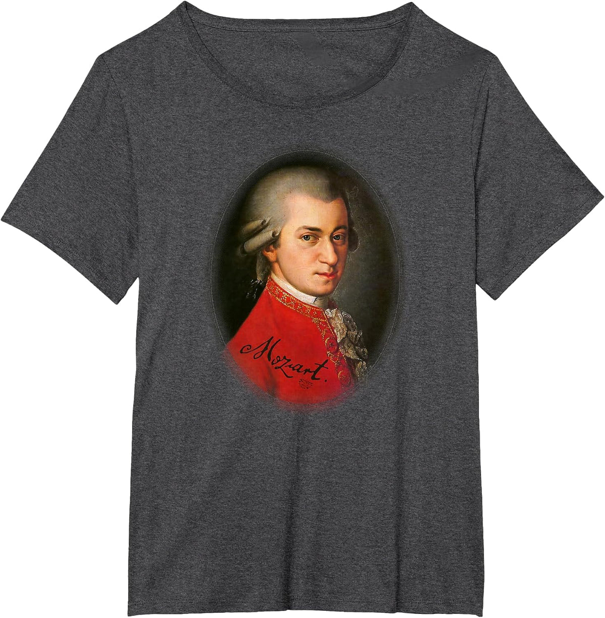 Mozart Portrait Classical Music Lover Vintage Art T-Shirt - Dark Heather Grey