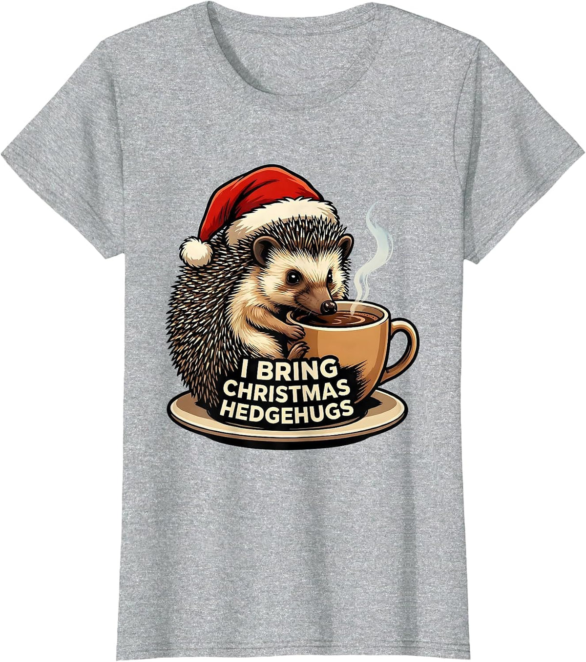 I Bring Christmas Hedgehugs Cute Hedgehog Animal Lover Humor T-Shirt - Heather Grey